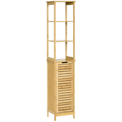 Slim Freestanding Bathroom Floor Cabinet with 3 Shelves - Natural
