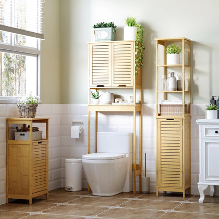 Slim Freestanding Bathroom Floor Cabinet with 3 Shelves - Natural