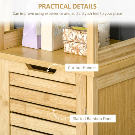 Slim Freestanding Bathroom Floor Cabinet with 3 Shelves - Natural