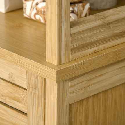 Slim Freestanding Bathroom Floor Cabinet with 3 Shelves - Natural