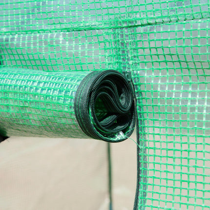 4 x 3m Walk-In Polytunnel Greenhouse with PE Cover and Zippered Door - Green