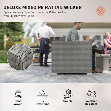 6 Piece PE Rattan Garden Corner Sofa Set with Cushions - Grey