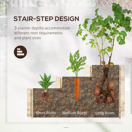 3 Tier Raised Garden Bed with 9 Grow Grids and Non-Woven Fabric - Brown