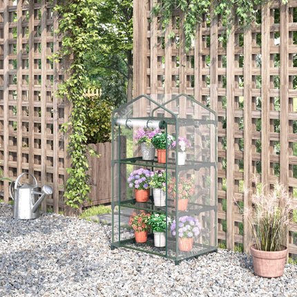 3 Tier Portable Mini Greenhouse with Wire Shelves - Clear