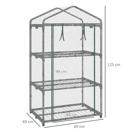 3 Tier Portable Mini Greenhouse with Wire Shelves - Clear