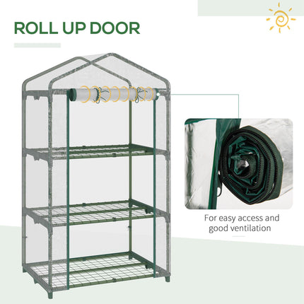 3 Tier Portable Mini Greenhouse with Wire Shelves - Clear