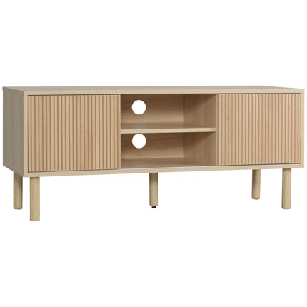 Sliding Door TV Cabinet Stand for TVs up to 50" with Storage - Oak Wood-Effect