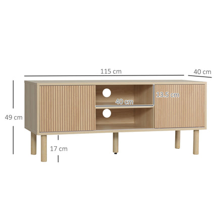 Sliding Door TV Cabinet Stand for TVs up to 50" with Storage - Oak Wood-Effect