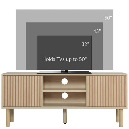 Sliding Door TV Cabinet Stand for TVs up to 50" with Storage - Oak Wood-Effect
