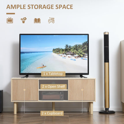 Sliding Door TV Cabinet Stand for TVs up to 50" with Storage - Oak Wood-Effect