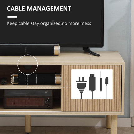 Sliding Door TV Cabinet Stand for TVs up to 50" with Storage - Oak Wood-Effect
