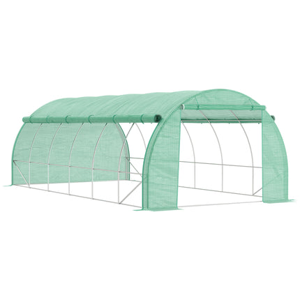 6x3x2m Walk-in Polytunnel Greenhouse with Roll-up Sidewalls - Green