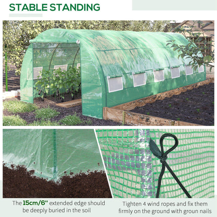 6x3x2m Walk-in Polytunnel Greenhouse with Roll-up Sidewalls - Green