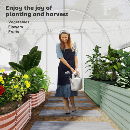 3 x 2 x 2m Walk-In Polytunnel Greenhouse with PE Cover & Mesh Windows - White
