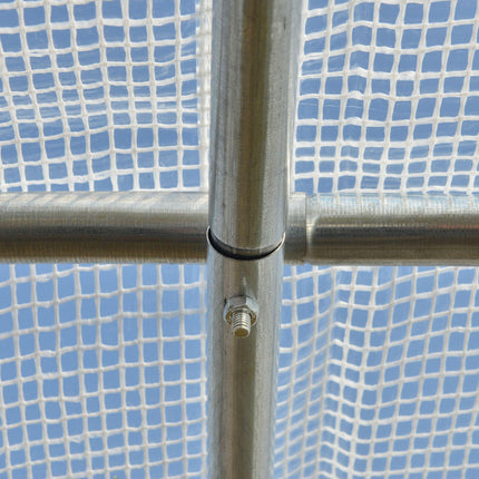 3 x 2 x 2m Walk-In Polytunnel Greenhouse with PE Cover & Mesh Windows - White