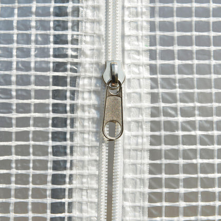 3 x 2 x 2m Walk-In Polytunnel Greenhouse with PE Cover & Mesh Windows - White