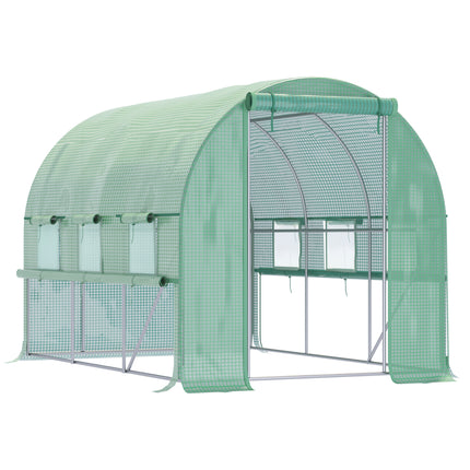 3x2x2m Walk-In Greenhouse with PE Cover and Mesh Windows - Green