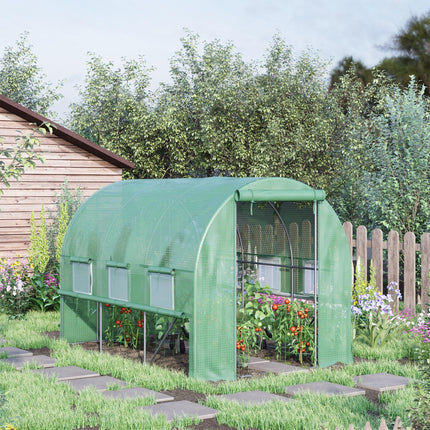 3x2x2m Walk-In Greenhouse with PE Cover and Mesh Windows - Green