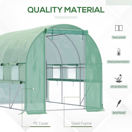 3x2x2m Walk-In Greenhouse with PE Cover and Mesh Windows - Green