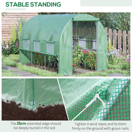3x2x2m Walk-In Greenhouse with PE Cover and Mesh Windows - Green