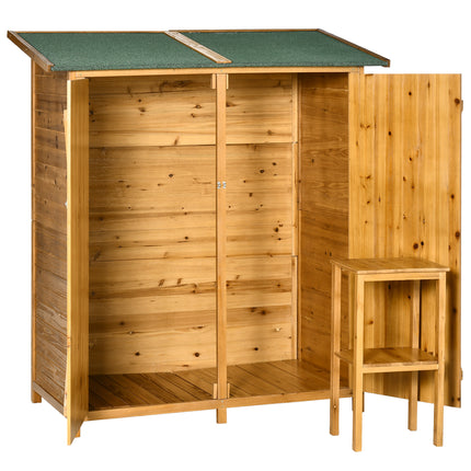 Garden Wood Storage Shed with Removable Table and Lockable Door - Grey