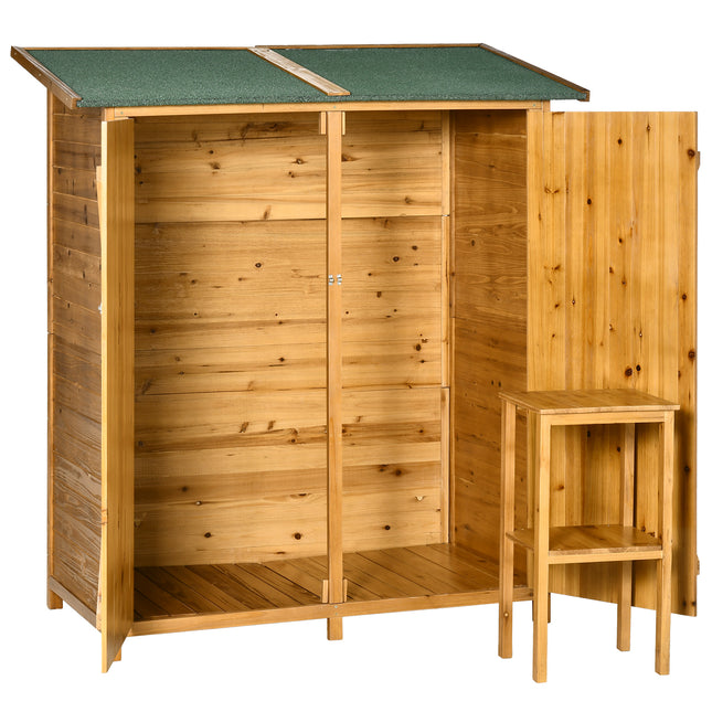 Garden Wood Storage Shed with Removable Table and Lockable Door - Grey