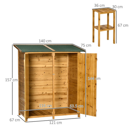 Garden Wood Storage Shed with Removable Table and Lockable Door - Grey