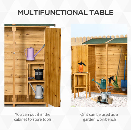Garden Wood Storage Shed with Removable Table and Lockable Door - Grey