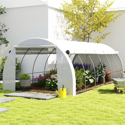 6 x 3 x 2m Walk-In Polytunnel Greenhouse with Steel Frame - White