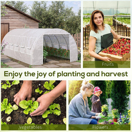 6 x 3 x 2m Walk-In Polytunnel Greenhouse with Steel Frame - White