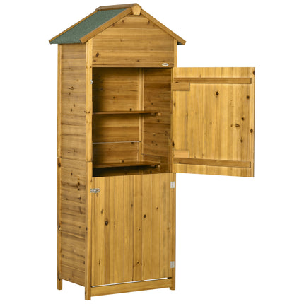 Wooden Garden Storage Shed with 3 Shelves and Asphalt Roof - Natural Wood Effect