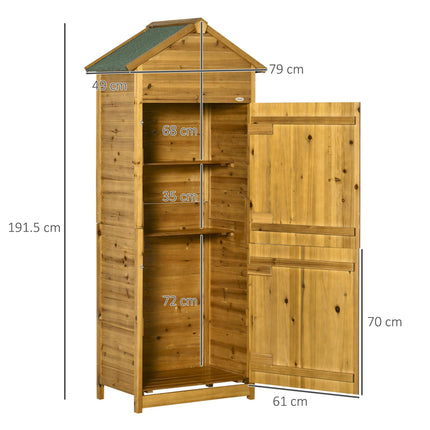 Wooden Garden Storage Shed with 3 Shelves and Asphalt Roof - Natural Wood Effect