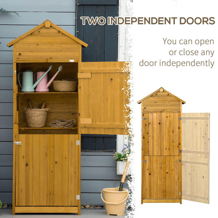 Wooden Garden Storage Shed with 3 Shelves and Asphalt Roof - Natural Wood Effect
