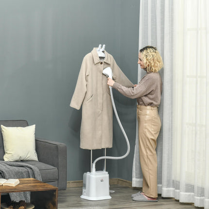 Upright Garment Steamer with 6 Steam Settings, 45s Heat-up, 1.7L Tank, 45min Steam - White