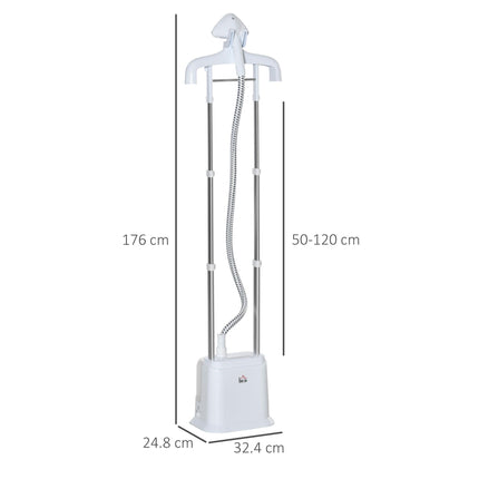 Upright Garment Steamer with 6 Steam Settings, 45s Heat-up, 1.7L Tank, 45min Steam - White