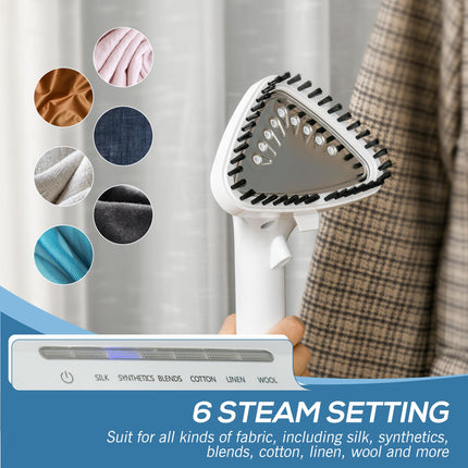 Upright Garment Steamer with 6 Steam Settings, 45s Heat-up, 1.7L Tank, 45min Steam - White
