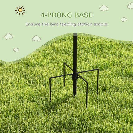 Bird Feeding Station Kit with 6 Hooks and 4 Feeders for Peanuts, Seed, Fat Balls - Black