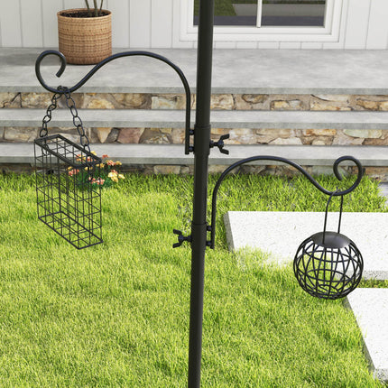 Bird Feeding Station Kit with 6 Hooks and 4 Feeders for Peanuts, Seed, Fat Balls - Black