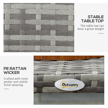 Rattan Coffee Table 90x50x35 cm All-Weather Durable - Grey