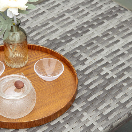 Rattan Coffee Table 90x50x35 cm All-Weather Durable - Grey