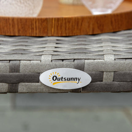 Rattan Coffee Table 90x50x35 cm All-Weather Durable - Grey