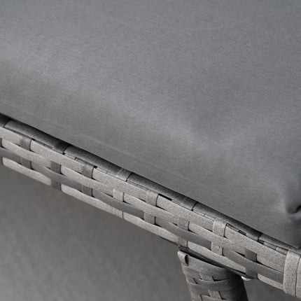 2 Seater Folding Rattan Daybed Sofa Bench with Cushion - Grey