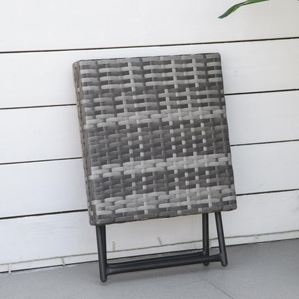 Folding Square Rattan Coffee Table with Steel Frame - Grey