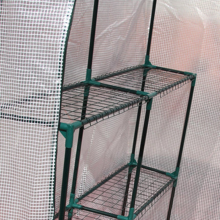 Walk-In Portable Greenhouse with 2 Tier Shelves and PE Cover - Green