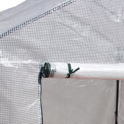 Walk-In Portable Greenhouse with 2 Tier Shelves and PE Cover - Green