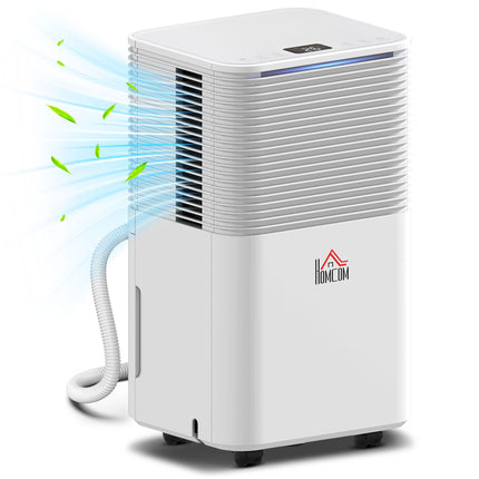 12L/Day Portable Quiet Electric Dehumidifier with 3 Modes for Home Laundry Bedroom Basement - White