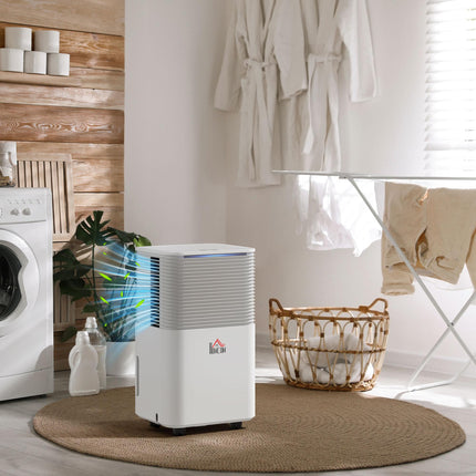 12L/Day Portable Quiet Electric Dehumidifier with 3 Modes for Home Laundry Bedroom Basement - White