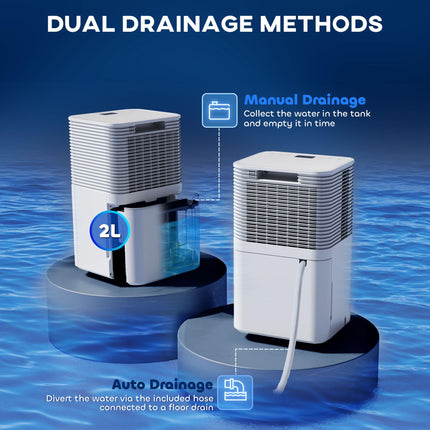 12L/Day Portable Quiet Electric Dehumidifier with 3 Modes for Home Laundry Bedroom Basement - White