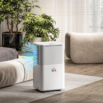 12L/Day Portable Quiet Electric Dehumidifier with 3 Modes for Home Laundry Bedroom Basement - White