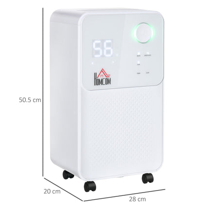 12L/Day Portable Quiet Electric Dehumidifier with 4 Modes 2000ML for Home Laundry Bedroom Basement - White